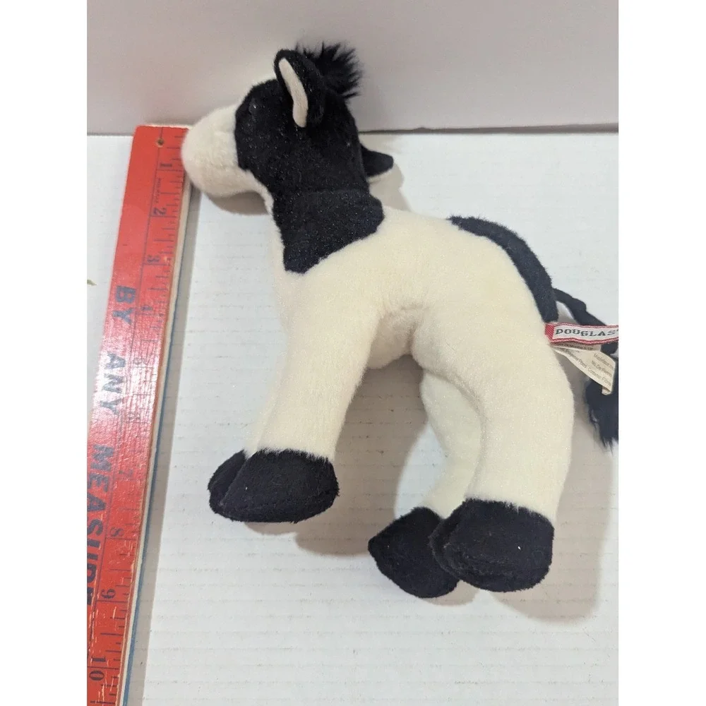 Douglas Cuddle Toys Plush Horse with Plaid Blanket and‎ Black White Cow Set